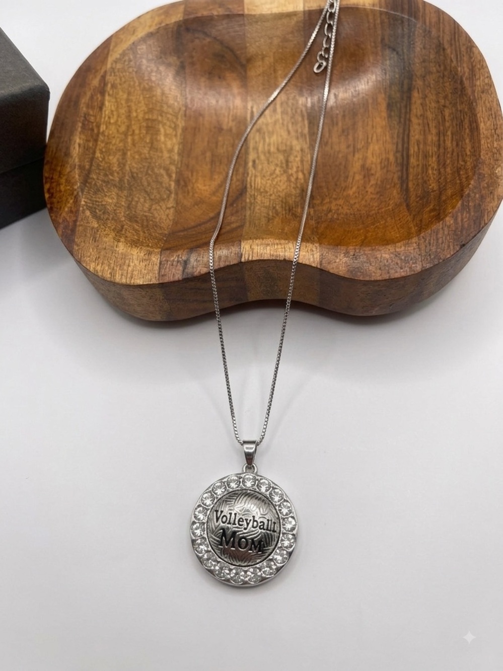 Special Moments Silver Volleyball Mom Crystal Pendant Necklace